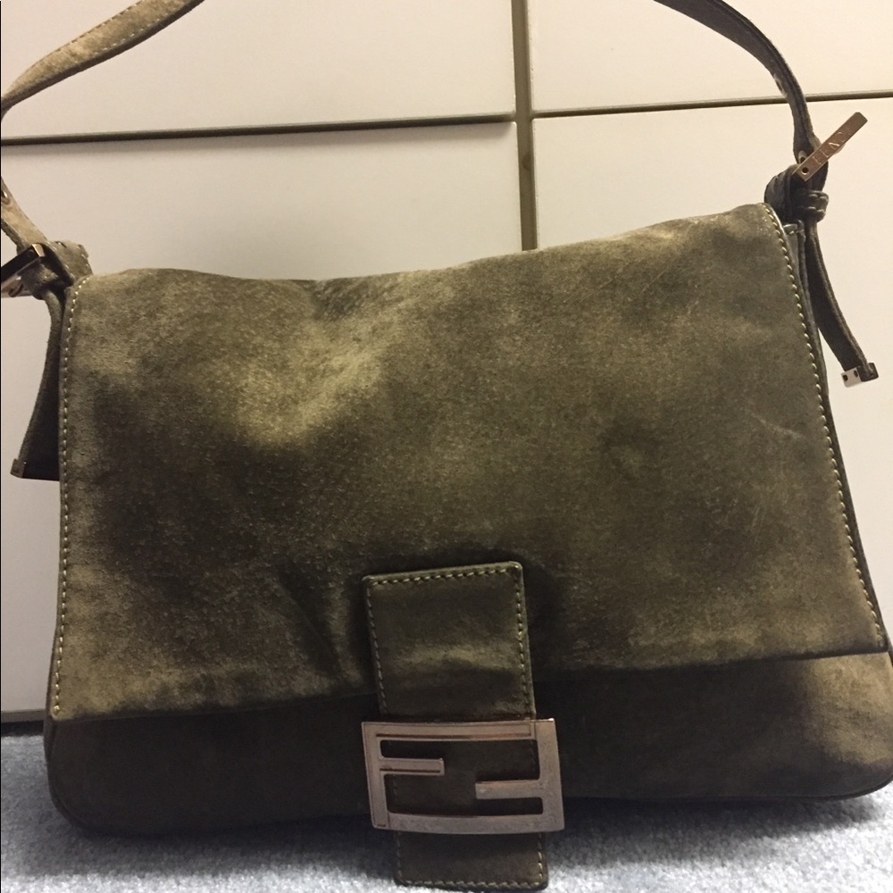 Green suede Fendi shoulder bag